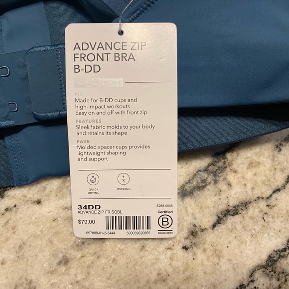 NWT💝Advance Front Zip Bra 34DD Sequoia Blue - Picture 9 of 9